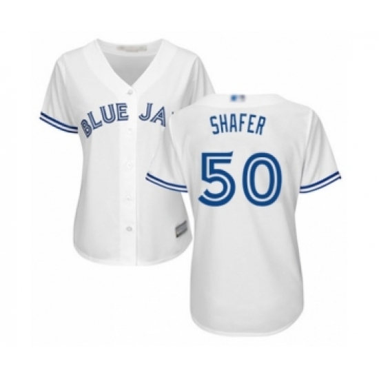 Women's Toronto Blue Jays #50 Justin Shafer Authentic White Home Baseball Player Jersey - Ujersey