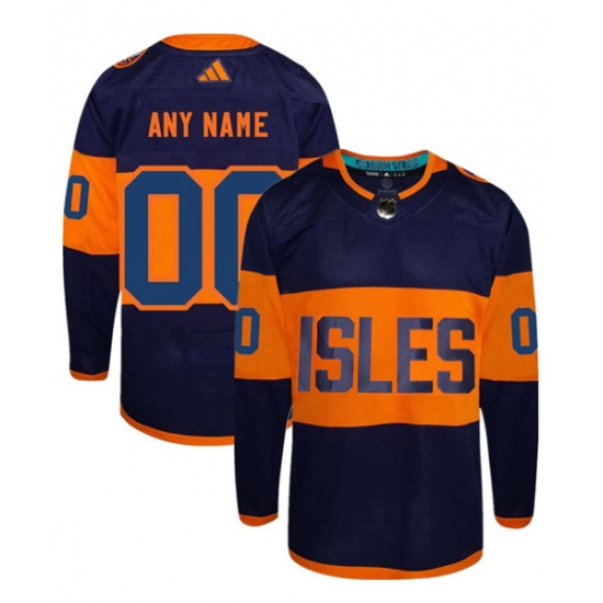 Men's New York Islanders Custom Navy 2024 Stadium Series Stitched Jersey - Ujersey