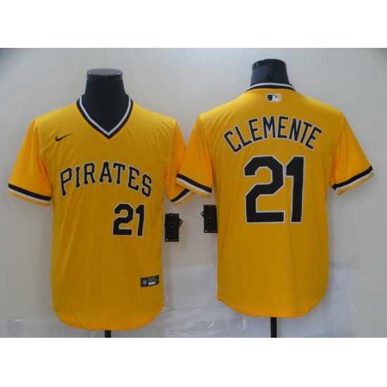 Men's Nike Pittsburgh Pirates #21 Roberto Clemente Gold Showtime Authentic Jersey - Ujersey