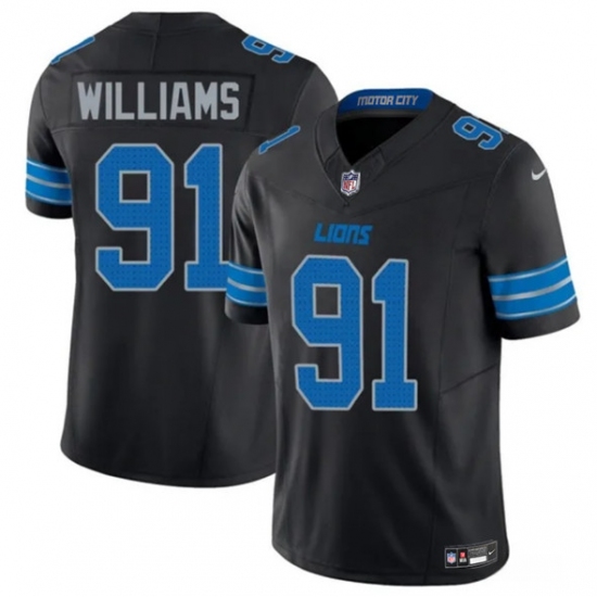 Men's Detroit Lions #91 Tyleik Williams Black 2025 Draft F.U.S.E. Vapor Limited Football Stitched Jersey - Ujersey