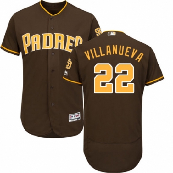 Men's Majestic San Diego Padres #22 Christian Villanueva Brown Alternate Flex Base Authentic Collection MLB Jersey - Ujersey