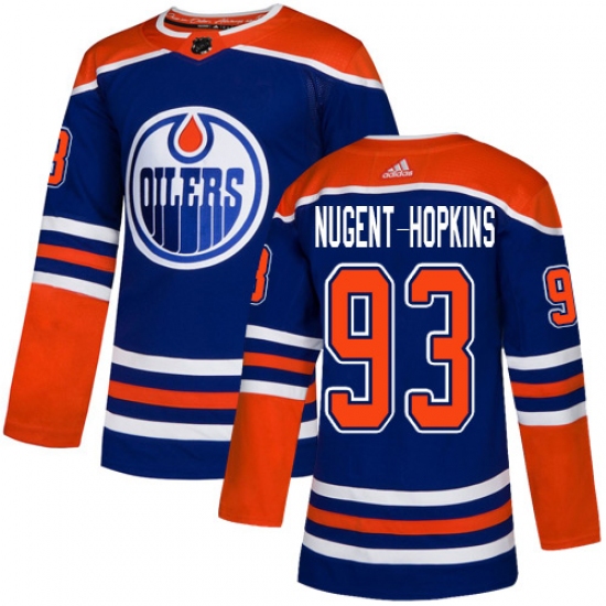 Youth Adidas Edmonton Oilers #93 Ryan Nugent-Hopkins Authentic Royal Blue Alternate NHL Jersey - Ujersey