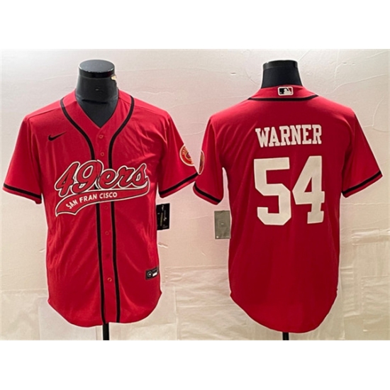 Men's San Francisco 49ers #54 Fred Warner Red Cool Base Stitched Baseball Jersey - Ujersey