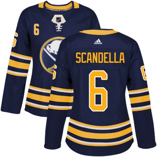 Women's Adidas Buffalo Sabres #6 Marco Scandella Authentic Navy Blue Home NHL Jersey - Ujersey