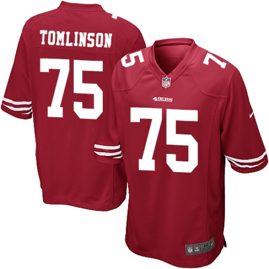 Men's Nike San Francisco 49ers #75 Laken Tomlinson Game Red Team Color NFL Jersey - Ujersey