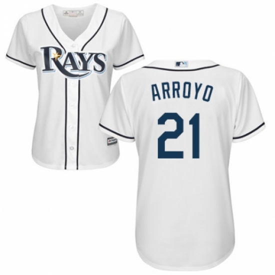 Women's Majestic Tampa Bay Rays #21 Christian Arroyo Replica White Home Cool Base MLB Jersey - Ujersey