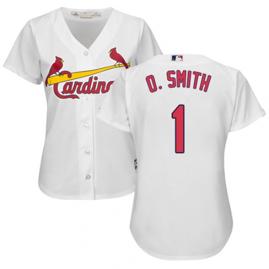 Women's Majestic St. Louis Cardinals #1 Ozzie Smith Replica White Home Cool Base MLB Jersey - Ujersey