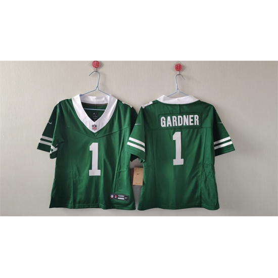 Women's New York Jets #1 Sauce Gardner Green 2024 FU.S.E Vapor Football Stitched Jersey - Ujersey