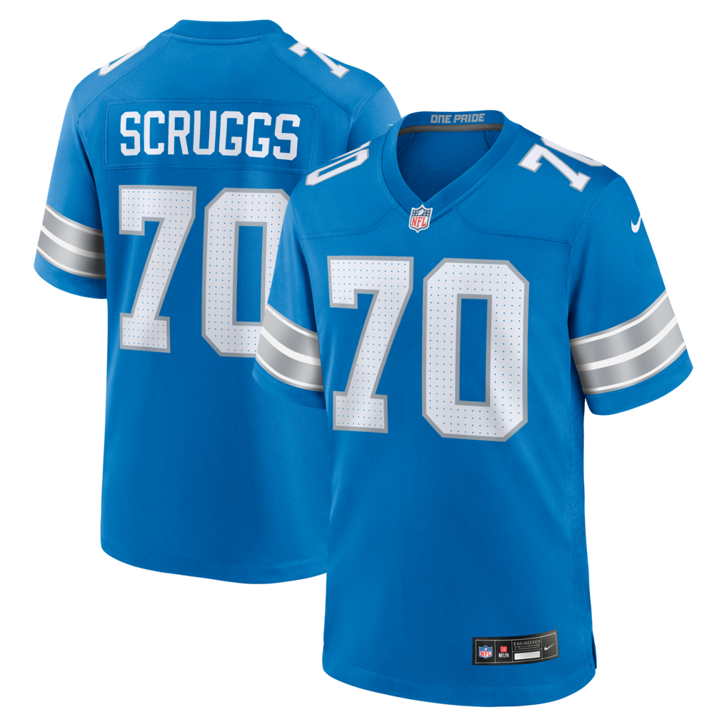 Men's Detroit Lions Juice Scruggs Nike Blue Team Game Jersey - U-jersey