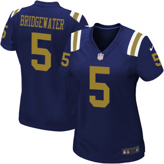 Women's Nike New York Jets #5 Teddy Bridgewater Limited Navy Blue Alternate NFL Jersey - Ujersey