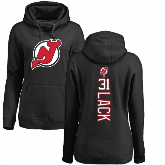 NHL Women's Adidas New Jersey Devils #31 Eddie Lack Black Backer Pullover Hoodie - Ujersey