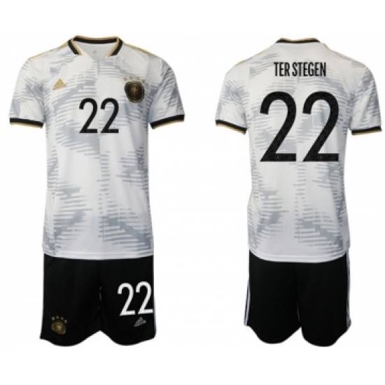 Men's Germany #22 Ter Stegen White Home Soccer Jersey Suit