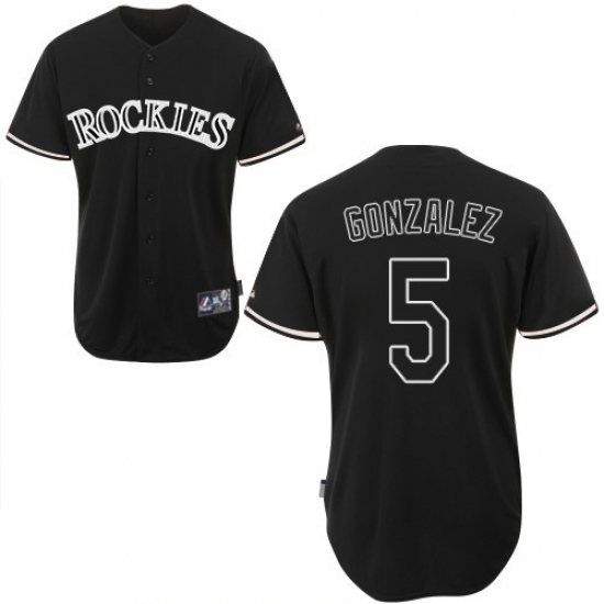 Men's Majestic Colorado Rockies #5 Carlos Gonzalez Replica Black Fashion MLB Jersey - Ujersey