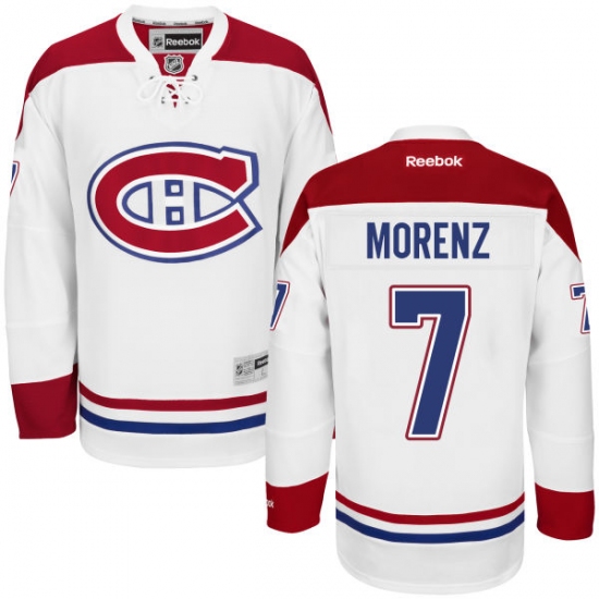 Men's Reebok Montreal Canadiens #7 Howie Morenz Authentic White Away NHL Jersey - Ujersey