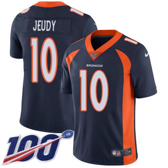 Men's Denver Broncos #10 Jerry Jeudy Navy Blue Alternate Stitched 100th Season Vapor Untouchable Limited Jersey - Ujersey