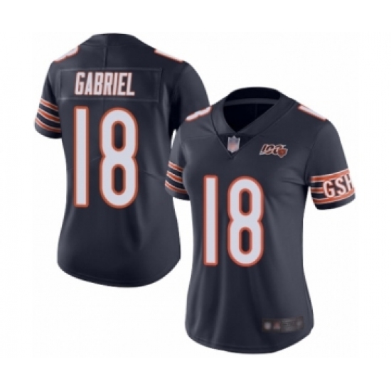 Women's Chicago Bears #18 Taylor Gabriel Navy Blue Team Color 100th Season Limited Football Jersey - Ujersey