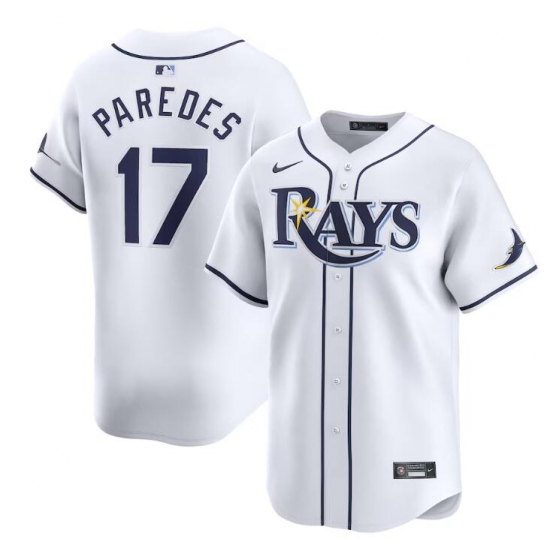 Men's Tampa Bay Rays #17 Isaac Paredes White Home Limited Stitched Baseball Jersey - Ujersey