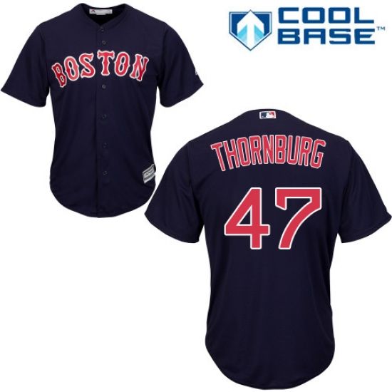 Youth Majestic Boston Red Sox #47 Tyler Thornburg Replica Navy Blue Alternate Road Cool Base MLB Jersey - Ujersey