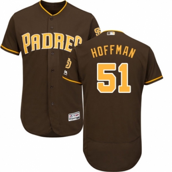 Men's Majestic San Diego Padres #51 Trevor Hoffman Brown Alternate Flex Base Authentic Collection MLB Jersey - Ujersey