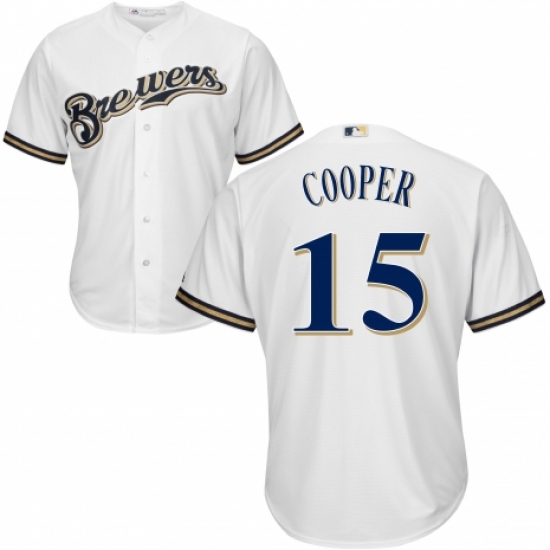 Youth Majestic Milwaukee Brewers #15 Cecil Cooper Authentic Navy Blue Alternate Cool Base MLB Jersey - Ujersey