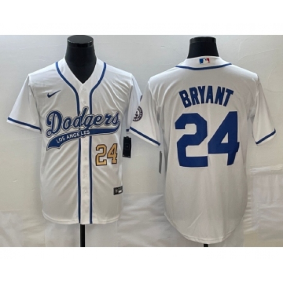 Men's Los Angeles Dodgers #24 Kobe Bryant Number White Cool Base Stitched Baseball Jersey - Ujersey