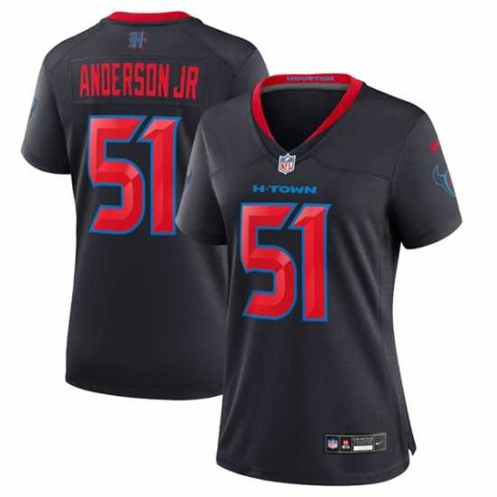 Women's Houston Texans #51 Will Anderson Jr. Navy 2024 2nd Alternate Stitched Jersey - Ujersey