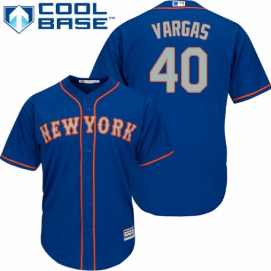 Men's Majestic New York Mets #40 Jason Vargas Replica Royal Blue Alternate Road Cool Base MLB Jersey - Ujersey