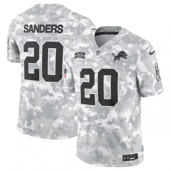 Men's Detroit Lions #20 Barry Sanders 2024 Arctic Camo Salute To Service Limited Stitched Football Jersey - Ujersey