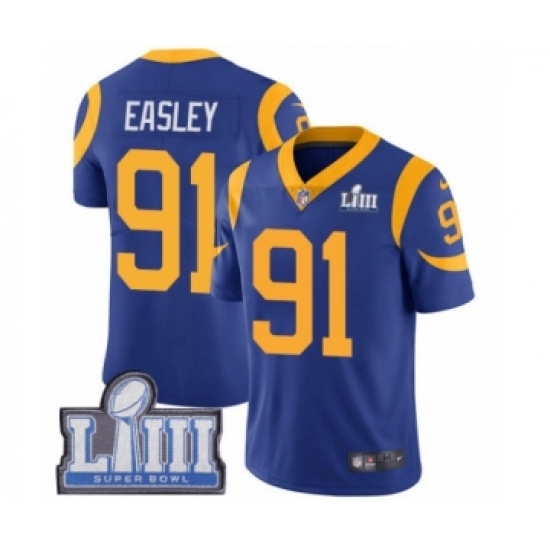Men's Nike Los Angeles Rams #91 Dominique Easley Royal Blue Alternate Vapor Untouchable Limited Player Super Bowl LIII Bound NFL Jersey - Ujersey