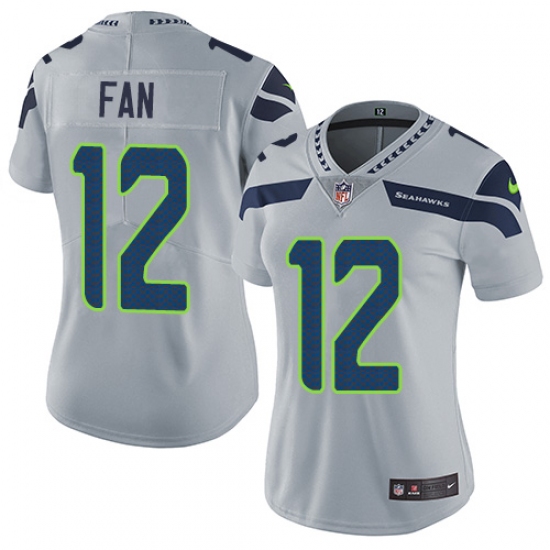 Women's Nike Seattle Seahawks 12th Fan Grey Alternate Vapor Untouchable Limited Player NFL Jersey - Ujersey