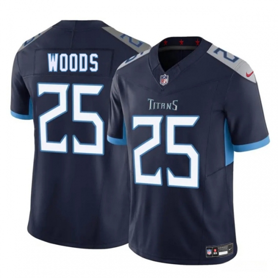 Men's Tennessee Titans #25 Xavier Woods Navy 2025 F.U.S.E. Vapor Limited Football Stitched Jersey - Ujersey