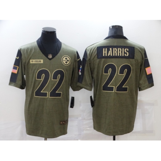 Men's Pittsburgh Steelers #22 Najee Harris Nike Olive 2021 Salute To Service Limited Player Jersey - Ujersey