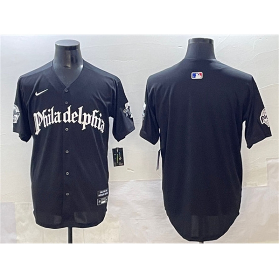 Men's Philadelphia Phillies Blank Black GOTHIC Vapor Limited Stitched Jersey - Ujersey