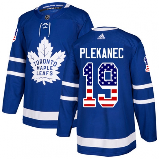 Youth Adidas Toronto Maple Leafs #19 Tomas Plekanec Authentic Royal Blue USA Flag Fashion NHL Jersey - Ujersey