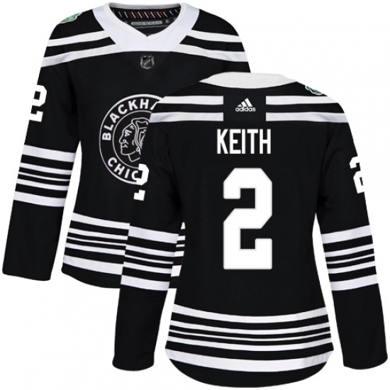 Women's Adidas Chicago Blackhawks #2 Duncan Keith Authentic Black 2019 Winter Classic NHL Jersey