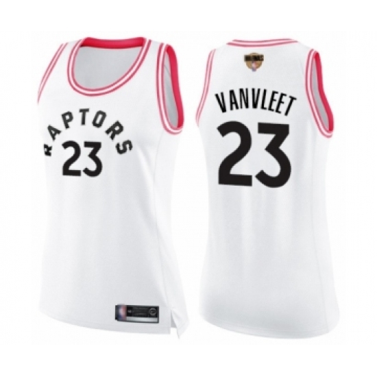 Women's Toronto Raptors #23 Fred VanVleet Swingman White Pink Fashion 2019 Basketball Finals Bound Jersey - Ujersey