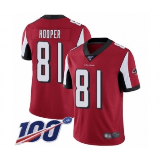 Men's Atlanta Falcons #81 Austin Hooper Red Team Color Vapor Untouchable Limited Player 100th Season Football Jersey - Ujersey