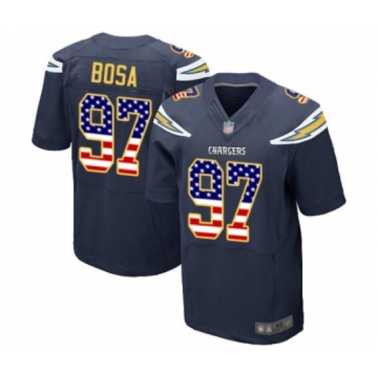 Men's Los Angeles Chargers #97 Joey Bosa Elite Navy Blue Home USA Flag Fashion Football Jersey - Ujersey