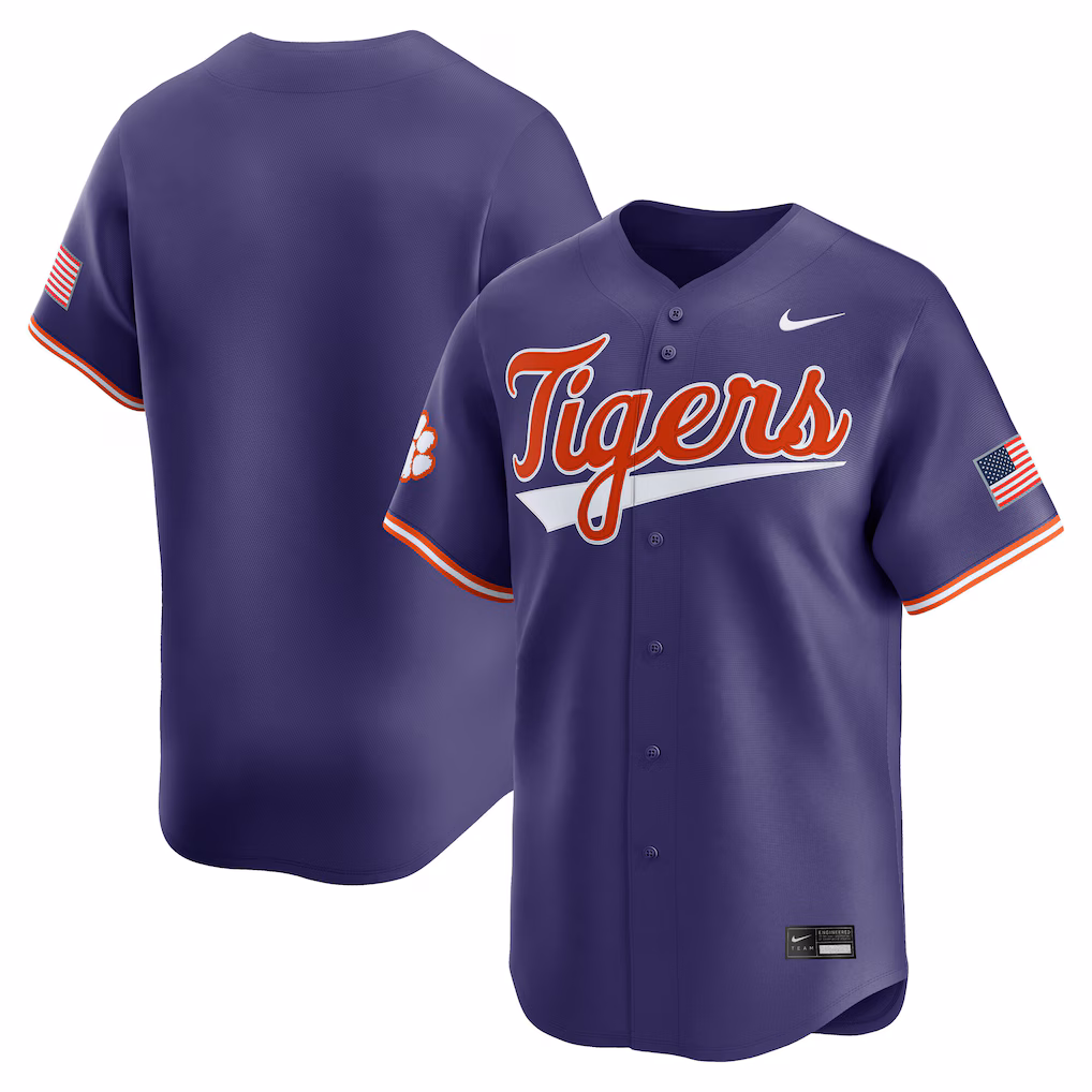 Men's Nike Purple Clemson Tigers Baseball Limited Jersey - Ujersey Shop