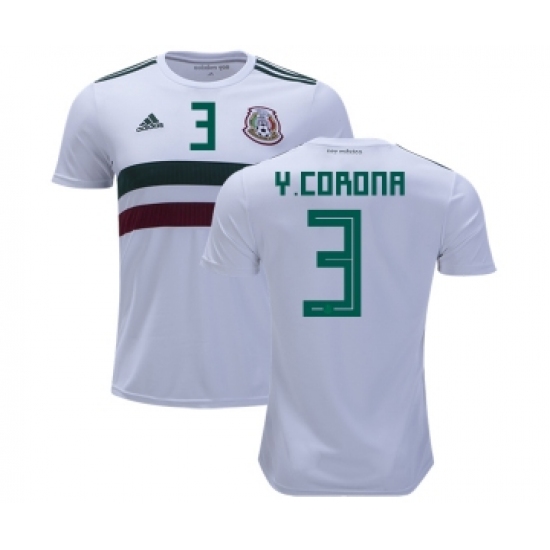 Mexico #3 Y.Corona Away Kid Soccer Country Jersey
