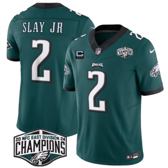 Men's Philadelphia Eagles #2 Darius Slay JR Green 2024 NFC East Champions With 3-Star C F.U.S.E. Vapor Untouchable Limited Stitched Football Jersey