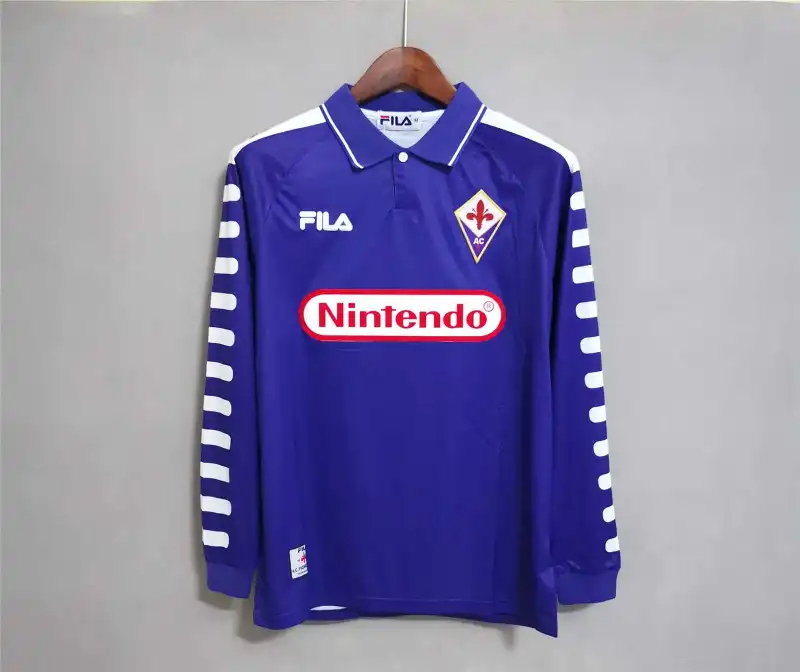 Fiorentina Retro Soccer Jersey Home Long Sleeve Custom Shirt 1998/1999 - Ujersey NHL