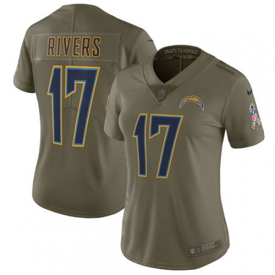 Women's Nike Los Angeles Chargers #17 Philip Rivers Limited Olive 2017 Salute to Service NFL Jersey - Ujersey