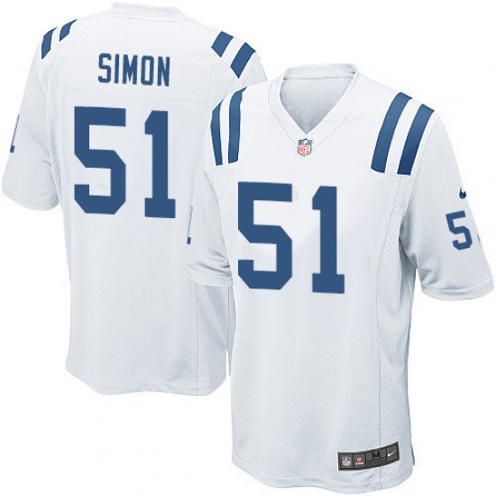 Men's Nike Indianapolis Colts #51 John Simon Game White NFL Jersey - Ujersey