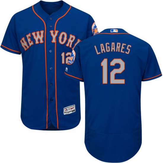 Men's Majestic New York Mets #12 Juan Lagares Royal/Gray Alternate Flex Base Authentic Collection MLB Jersey - Ujersey