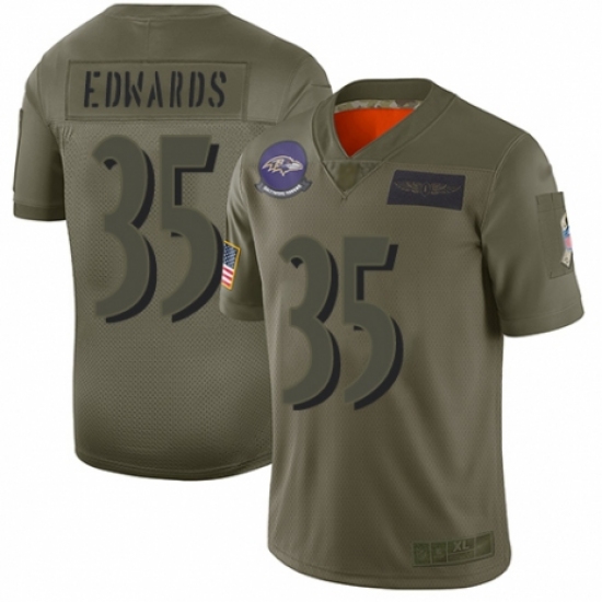 Women's Baltimore Ravens #35 Gus Edwards Limited Camo 2019 Salute to Service Football Jersey - Ujersey