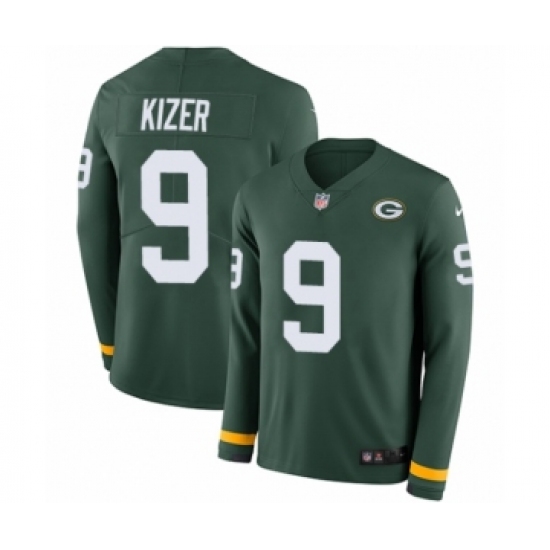 Youth Nike Green Bay Packers #9 DeShone Kizer Limited Green Therma Long Sleeve NFL Jersey - Ujersey