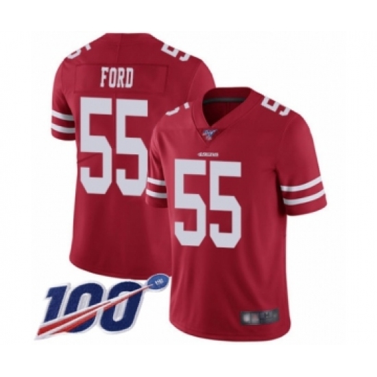 Youth San Francisco 49ers #55 Dee Ford Red Team Color Vapor Untouchable Limited Player 100th Season Football Jersey - Ujersey