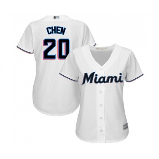 Women's Miami Marlins #20 Wei-Yin Chen Replica White Home Cool Base Baseball Jersey - Ujersey