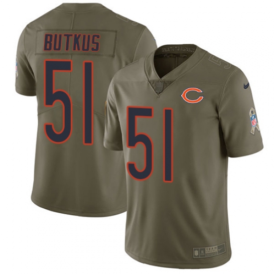 Men's Nike Chicago Bears #51 Dick Butkus Limited Olive 2017 Salute to Service NFL Jersey - Ujersey